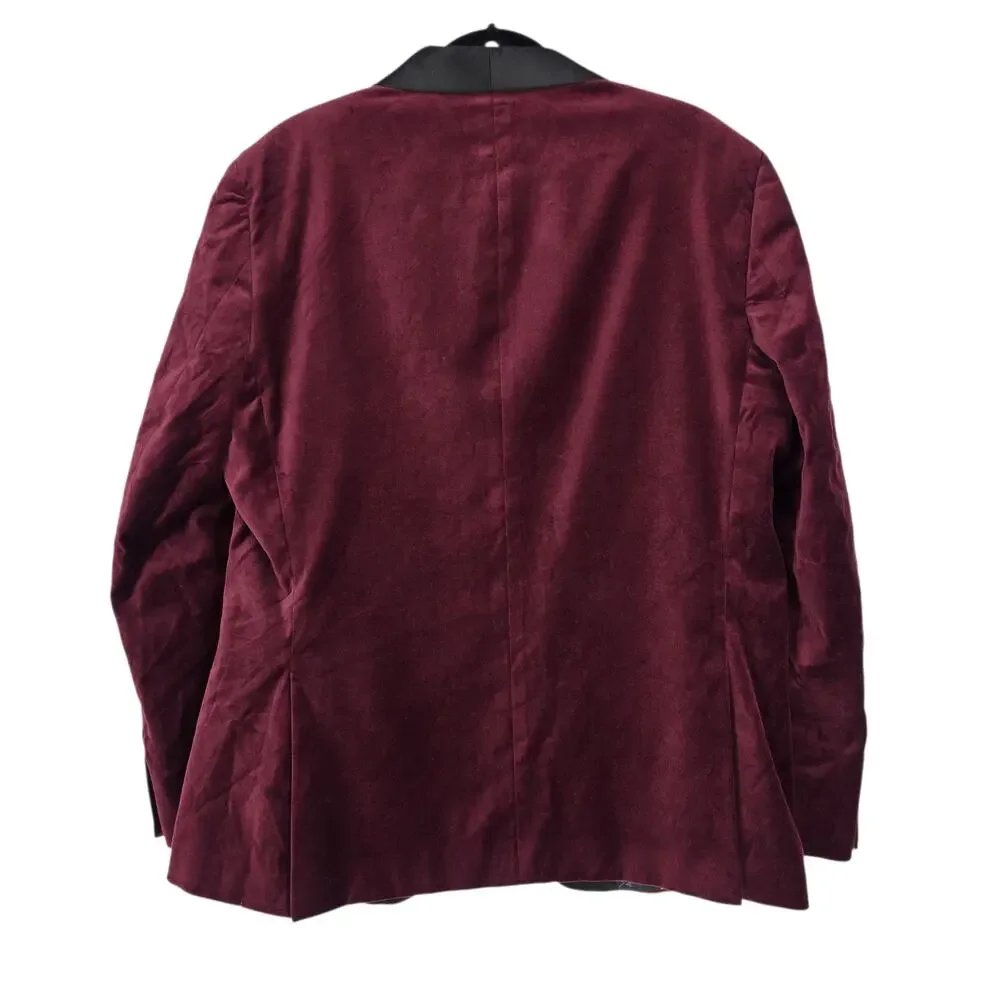 NWOT Savile Row Co Burgundy Velvet Shawl Collar Single Button Sport Coat Size 44